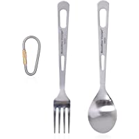 iBasingo Juego De Vajilla De Titanio Reutilizable Camping Tenedor Cuchara Spork Cuchillo Palillos Paja Cubiertos De…